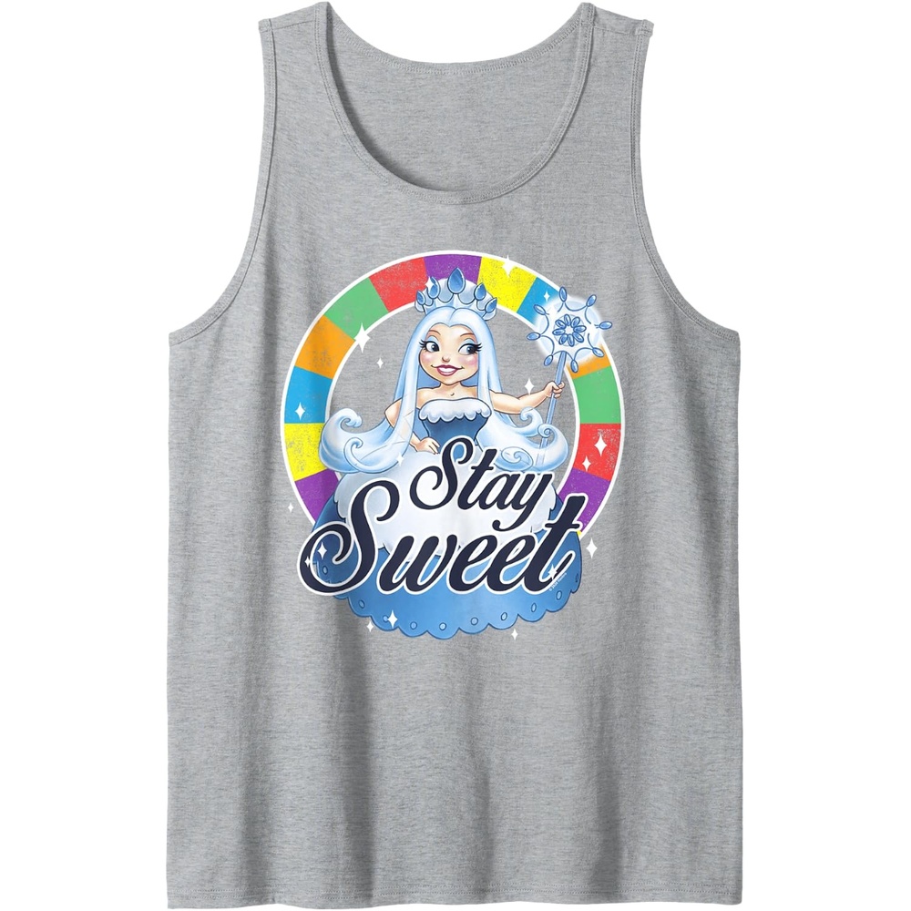 image:imageCandy Land Stay Sweet Princess Frostine Game Wheel Logo Tank TopHeather Grey