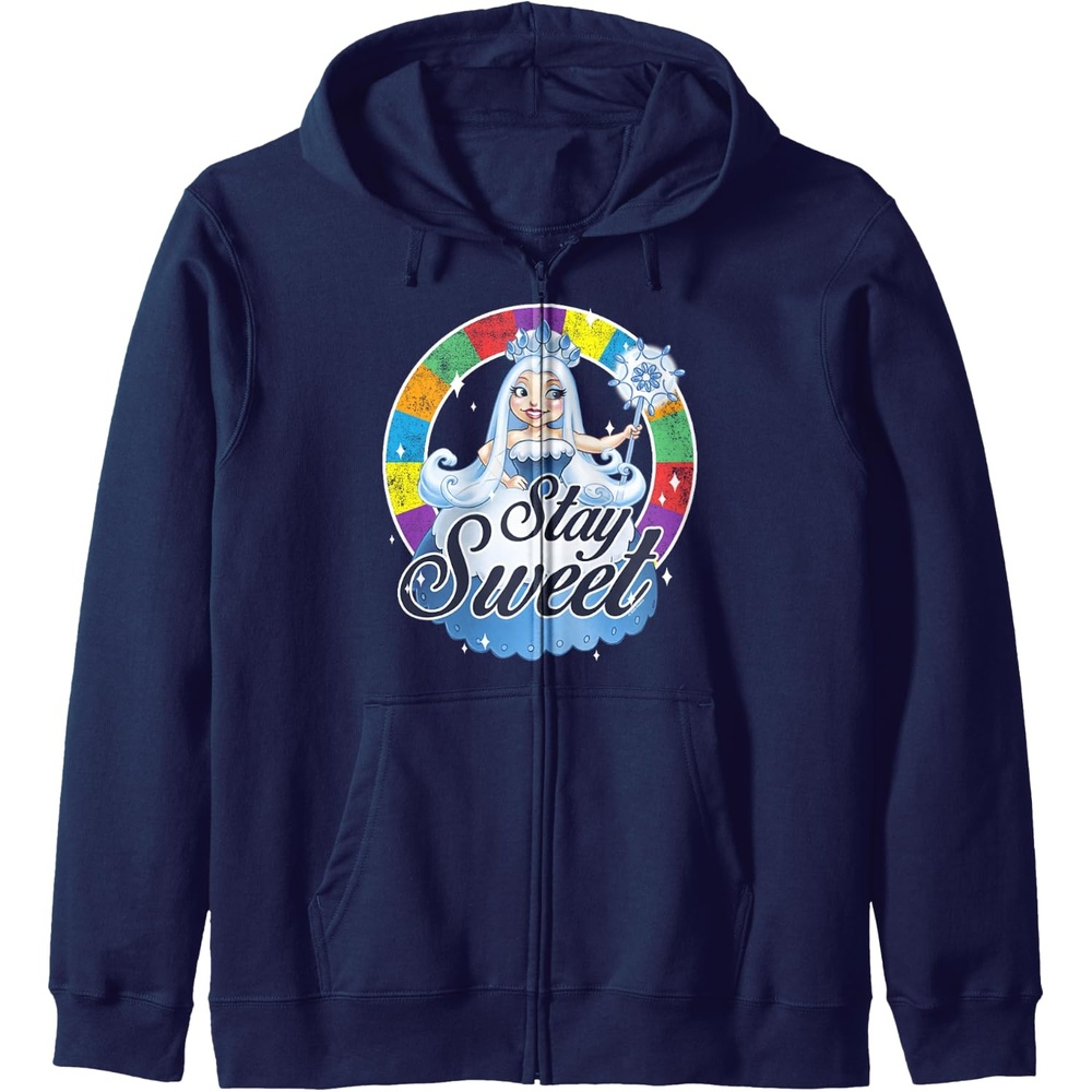 image:imageCandy Land Stay Sweet Princess Frostine Game Wheel Logo Zip HoodieNavy Blue