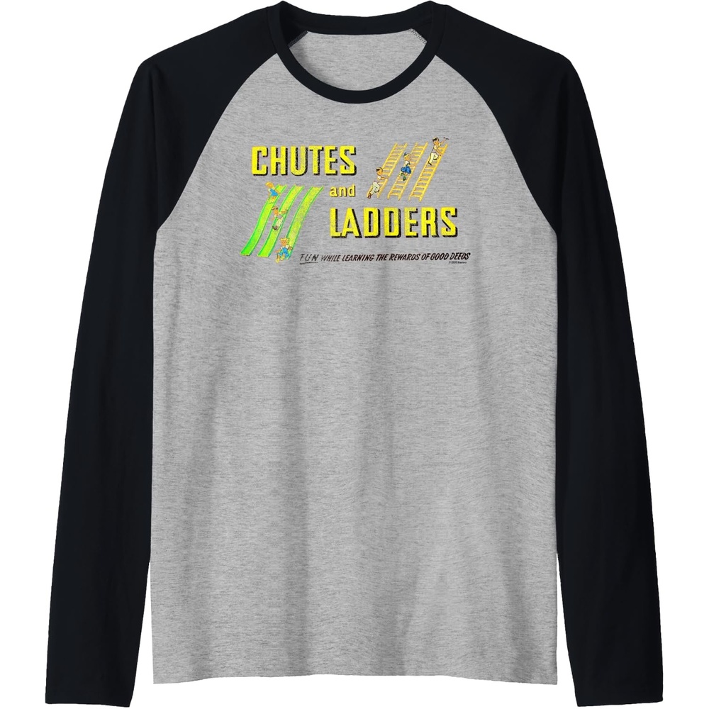 image:imageChutes And Ladders Classic Logo Raglan Baseball TeeBlackAthletic Heather