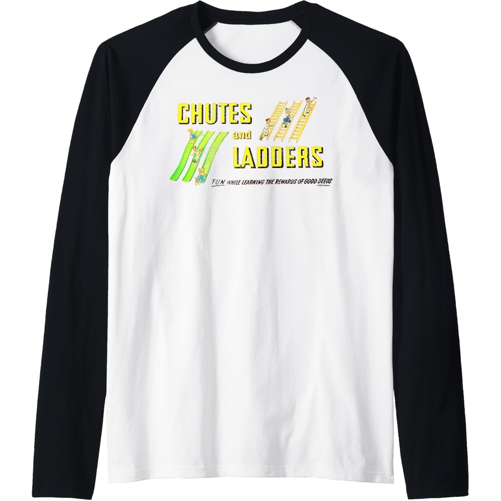image:imageChutes And Ladders Classic Logo Raglan Baseball TeeBlackWhite