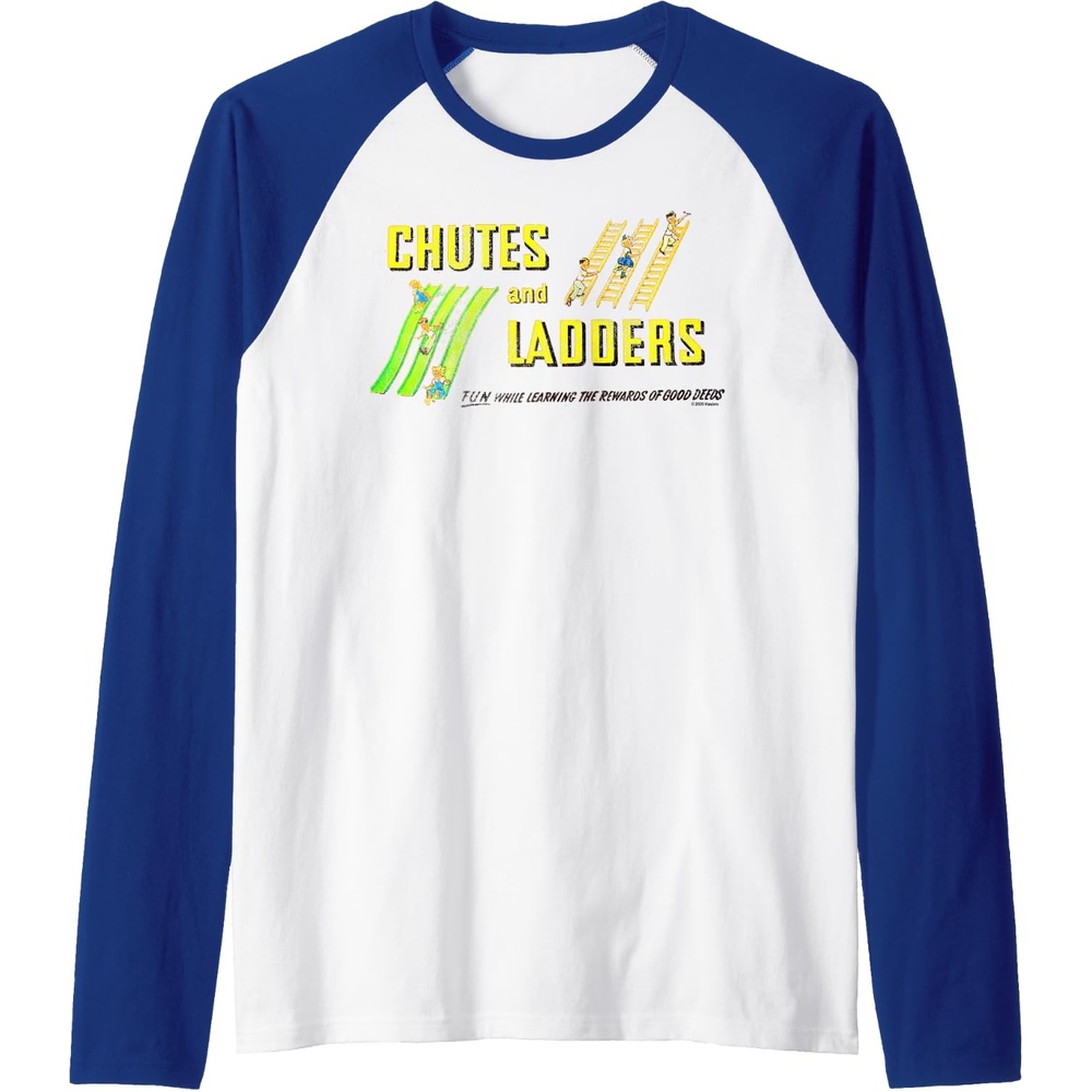 image:imageChutes And Ladders Classic Logo Raglan Baseball TeeRoyal BlueWhite