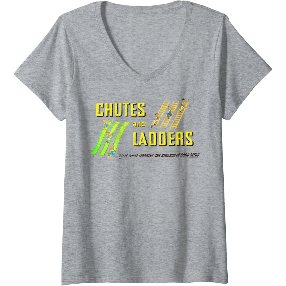 image:imageChutes And Ladders Classic Logo VNeck TShirtHeather Grey