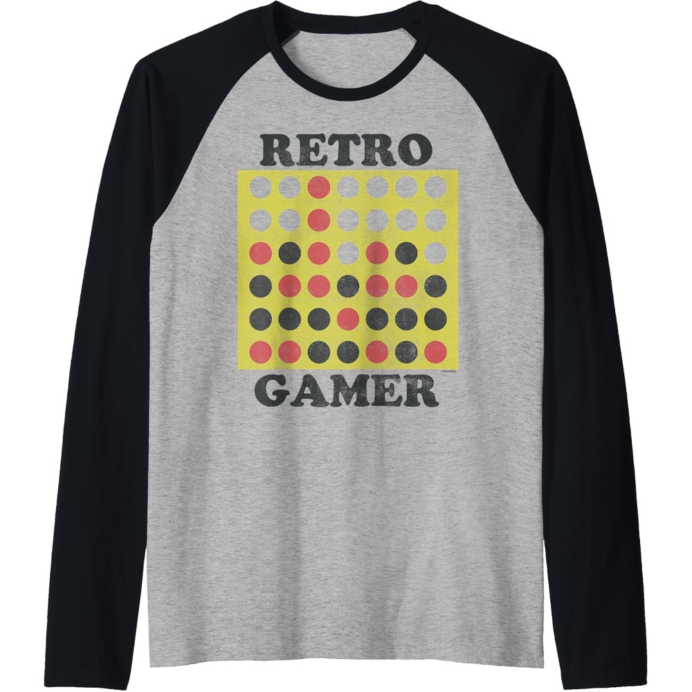 image:imageConnect Four Retro Gamer Board Raglan Baseball TeeBlackAthletic Heather