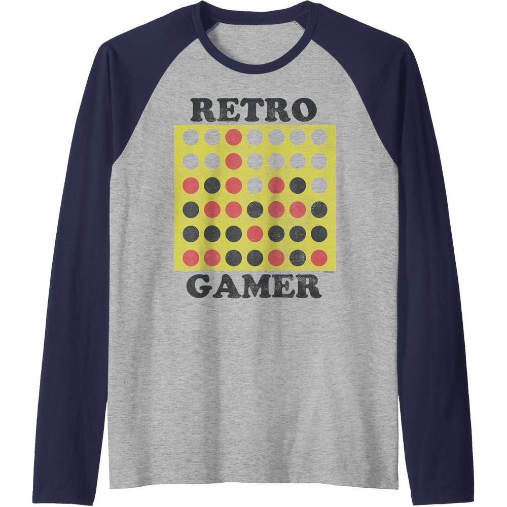 image:imageConnect Four Retro Gamer Board Raglan Baseball TeeNavy BlueAthletic Heather