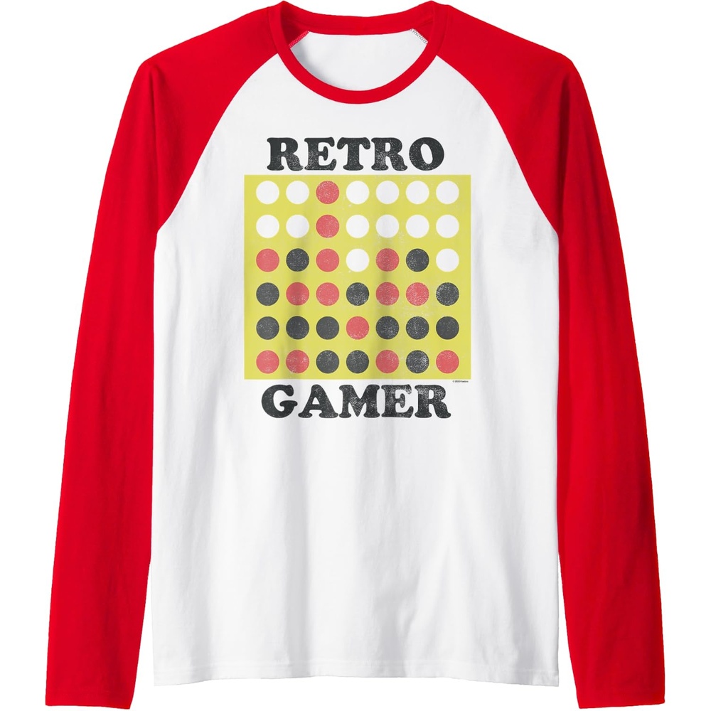 image:imageConnect Four Retro Gamer Board Raglan Baseball TeeRedWhite