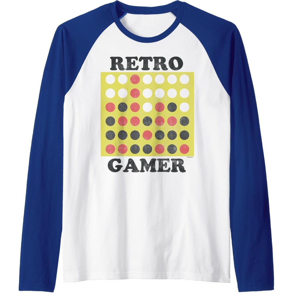 image:imageConnect Four Retro Gamer Board Raglan Baseball TeeRoyal BlueWhite