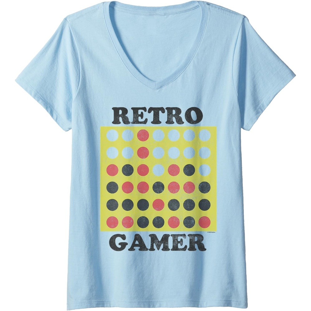 image:imageConnect Four Retro Gamer Board VNeck TShirtBaby Blue