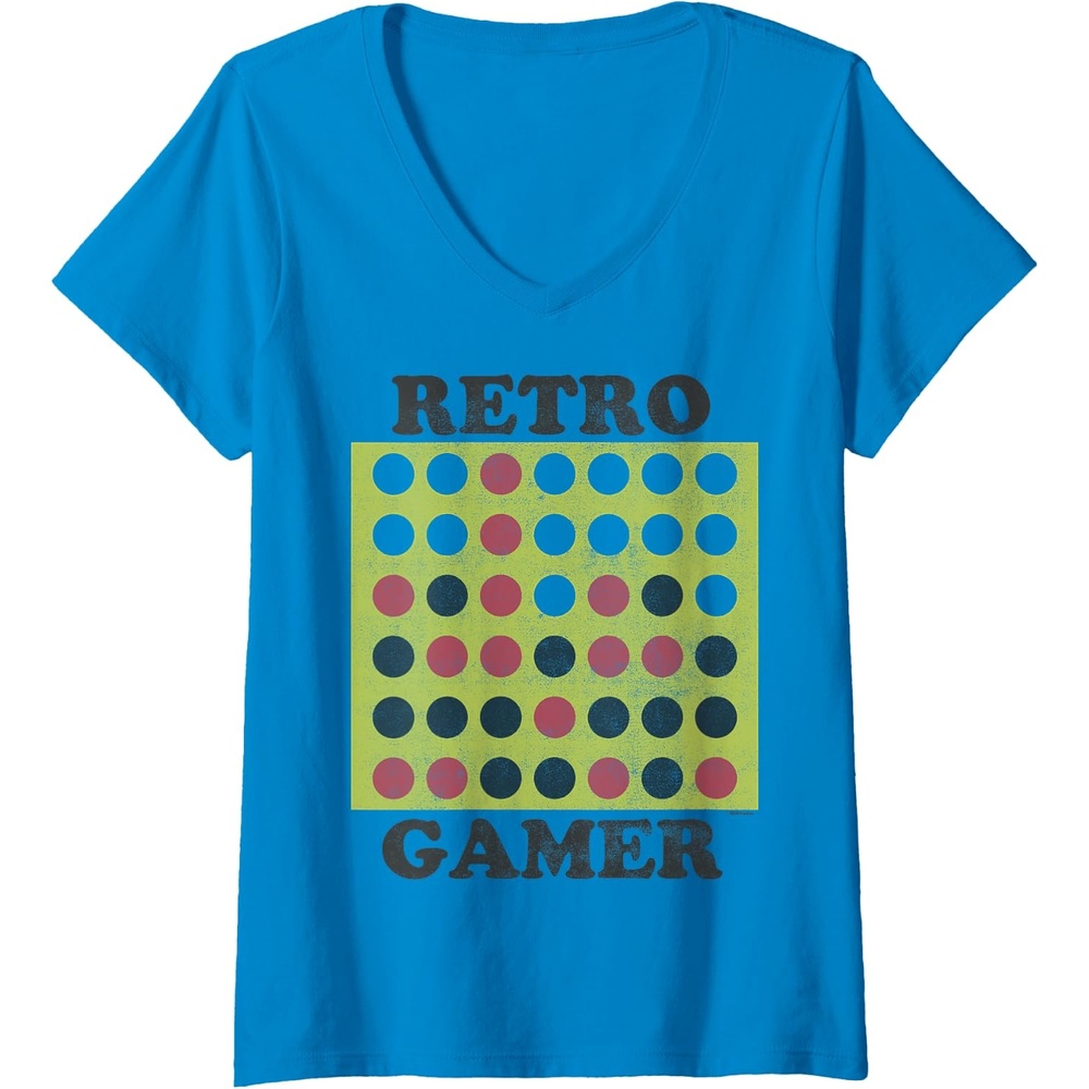 image:imageConnect Four Retro Gamer Board VNeck TShirtSapphire Blue