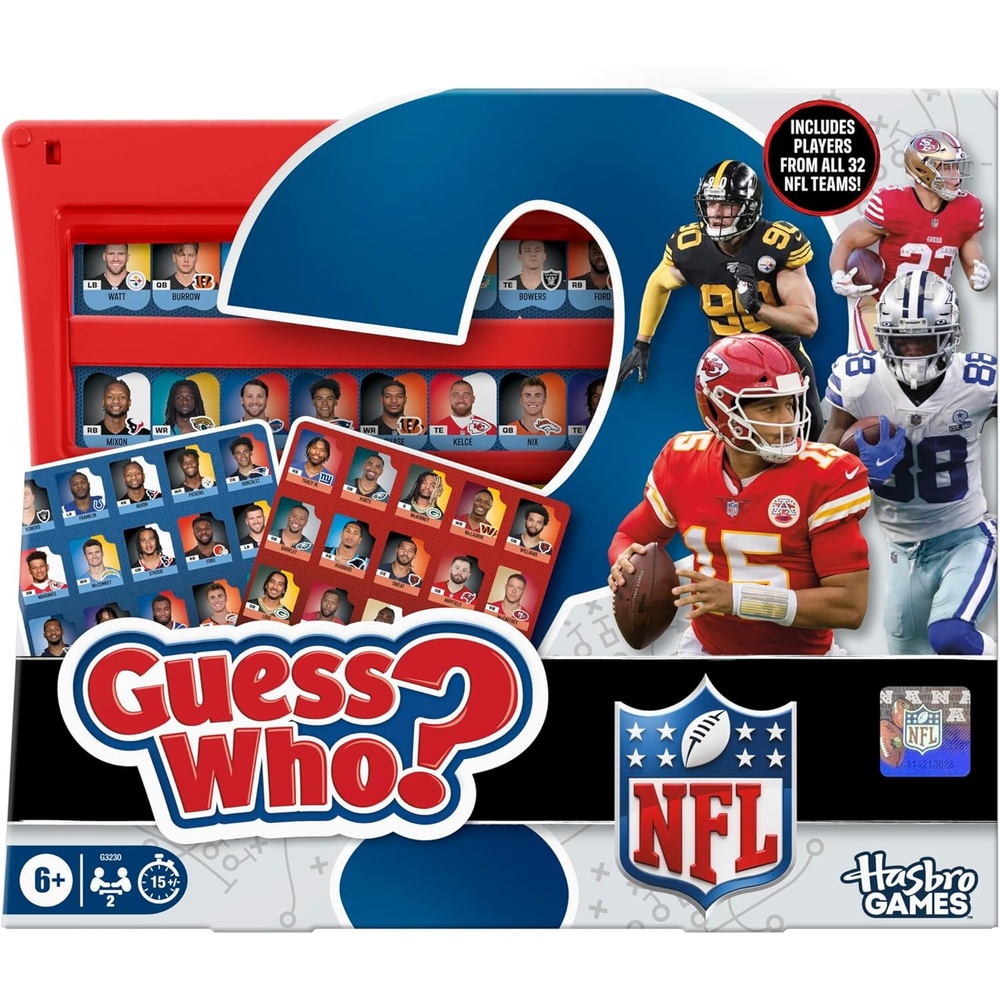 image:imageGuess Who NFL Edition Board Game Officially Licensed NFL Game for Kids and Families Ages 6 2 Players 15 Mins Football Games