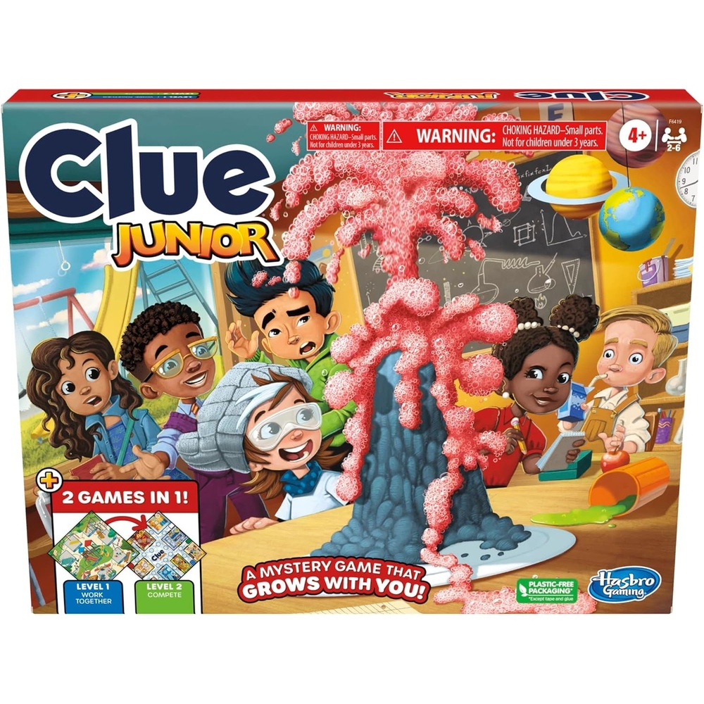 image:imageHasbro Gaming Clue Junior Board Game 2Sided Gameboard 2 Games in 1 2 to 6 Players Mystery Games for Kids Back to School Gifts Classroom Preschool Games Ages 4