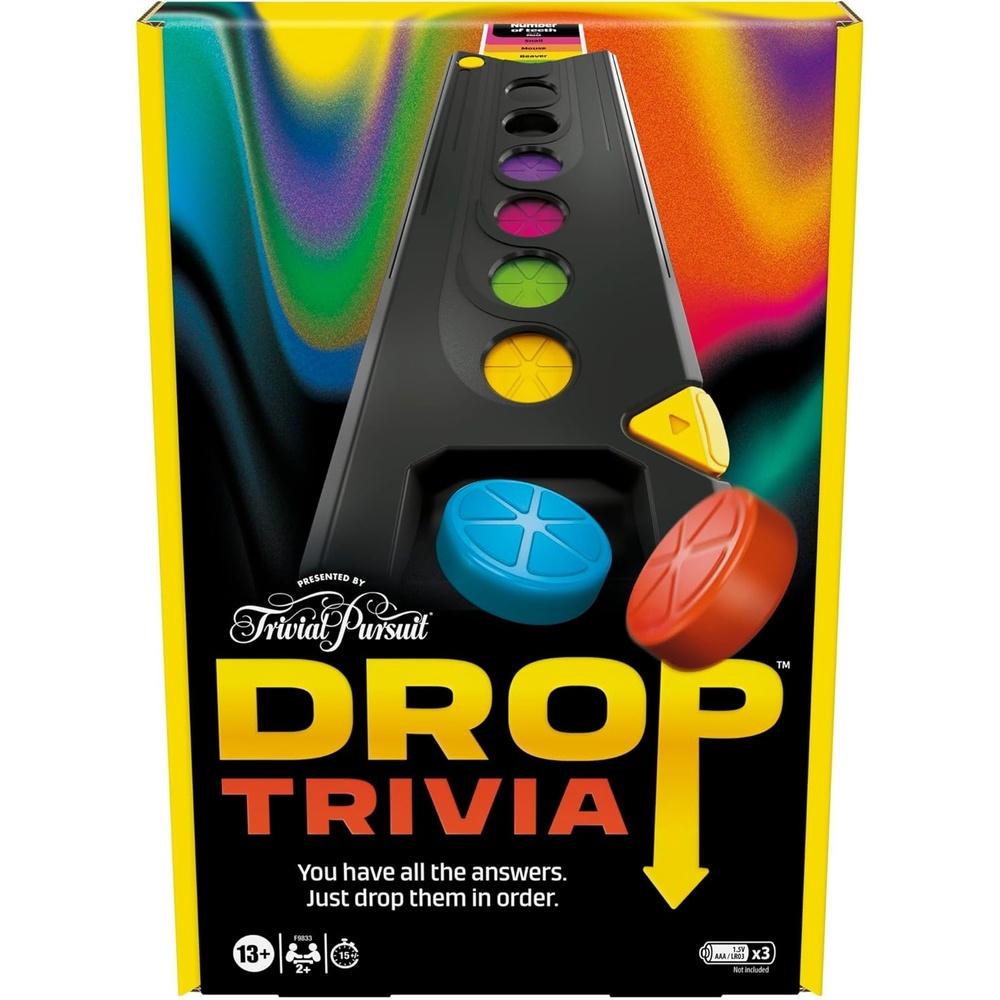 image:imageHasbro Gaming Drop Trivia Game Electronic Party Game with Voice and Sounds Ages 13 2 or More Players 15 Mins from Trivial Pursuit Party Board GamesDrop Trivia