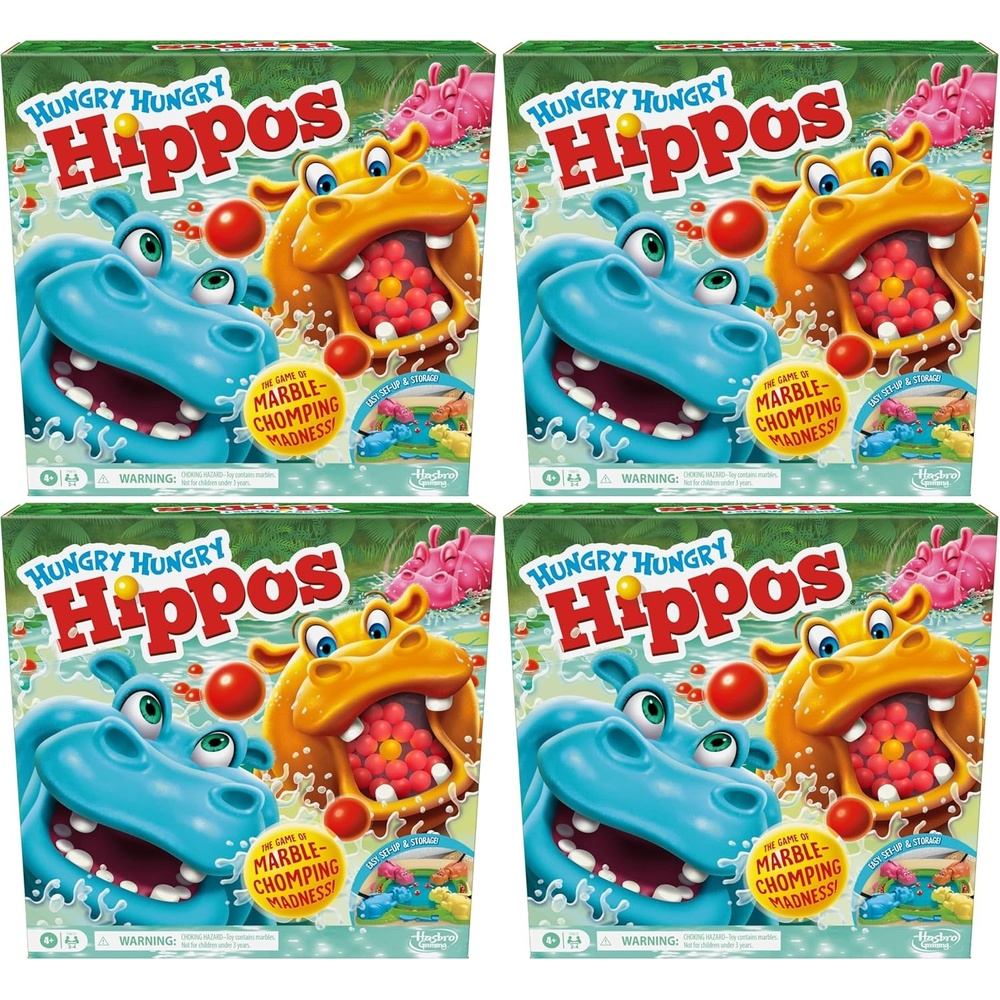 image:imageHasbro Gaming Hungry Hungry Hippos Game for Preschoolers  Instant Marble Relaunch Easy SetUp amp Storage Ages 4 and Up  2 to 4 Players  Kids GamesMedium Pack of 4