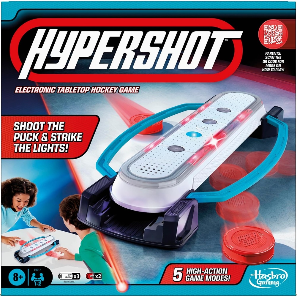 image:imageHasbro Gaming Hypershot Electronic Tabletop Hockey Game 5 Games in 1 Music Lights and Sounds Ages 8 and Up for 1 to 2 Players Kids Board Games