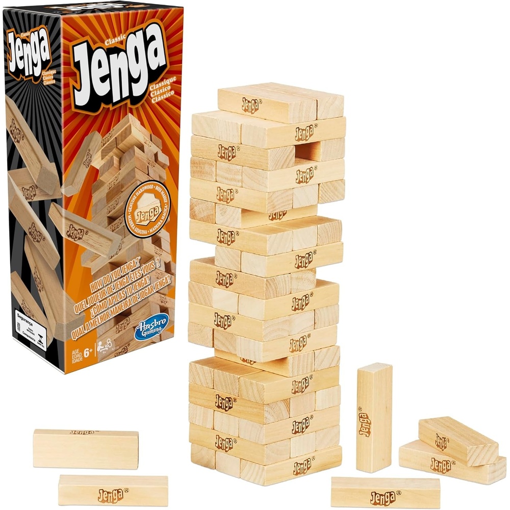 image:imageHasbro Gaming Jenga Game The Original Wood Block Game with Genuine Hardwood Blocks Stacking Tower Ages 6 1 or More Players Party Games for Kids Family GamesClassic