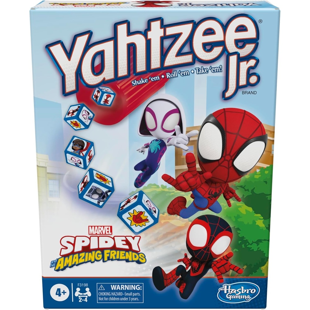 image:imageHasbro Gaming Spidey and His Amazing Friends Yahtzee JrMarvel Edition Board Game for Kids Ages 4 and Up Amazon Exclusive