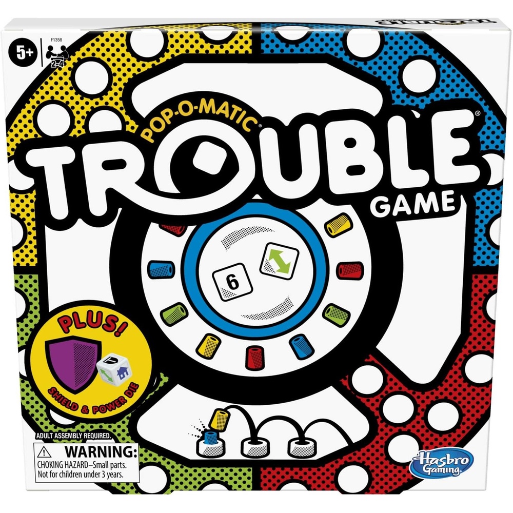 image:imageHasbro Gaming Trouble Board Game Includes Bonus Power Die and Shield Family Game for 24 Players Ages 5 and Up Amazon Exclusive