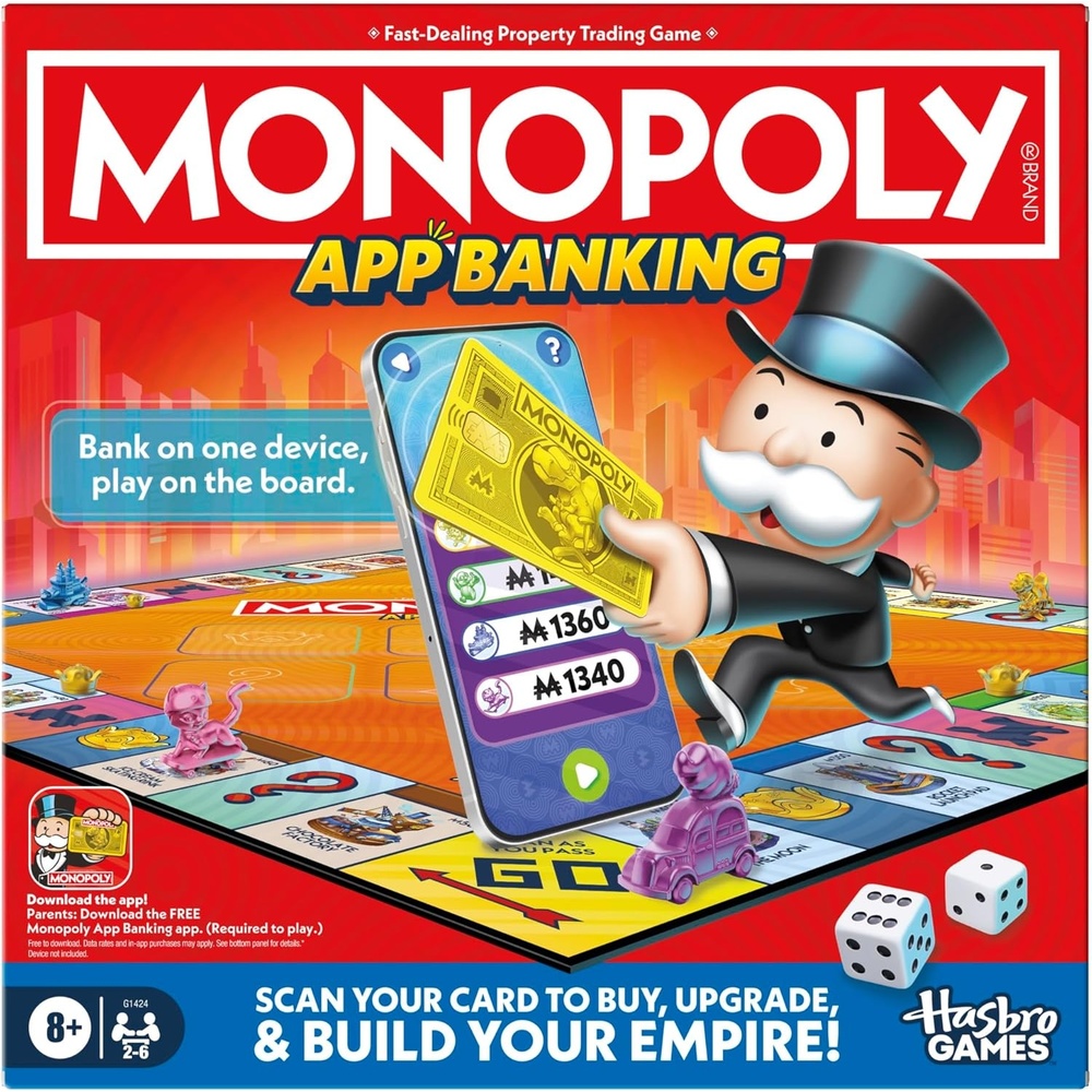 image:imageMonopoly App Banking Board Game AppEnabled Game Links to Smart Devices Ages 8 2 to 6 Players 45 Mins Family Games for Kids