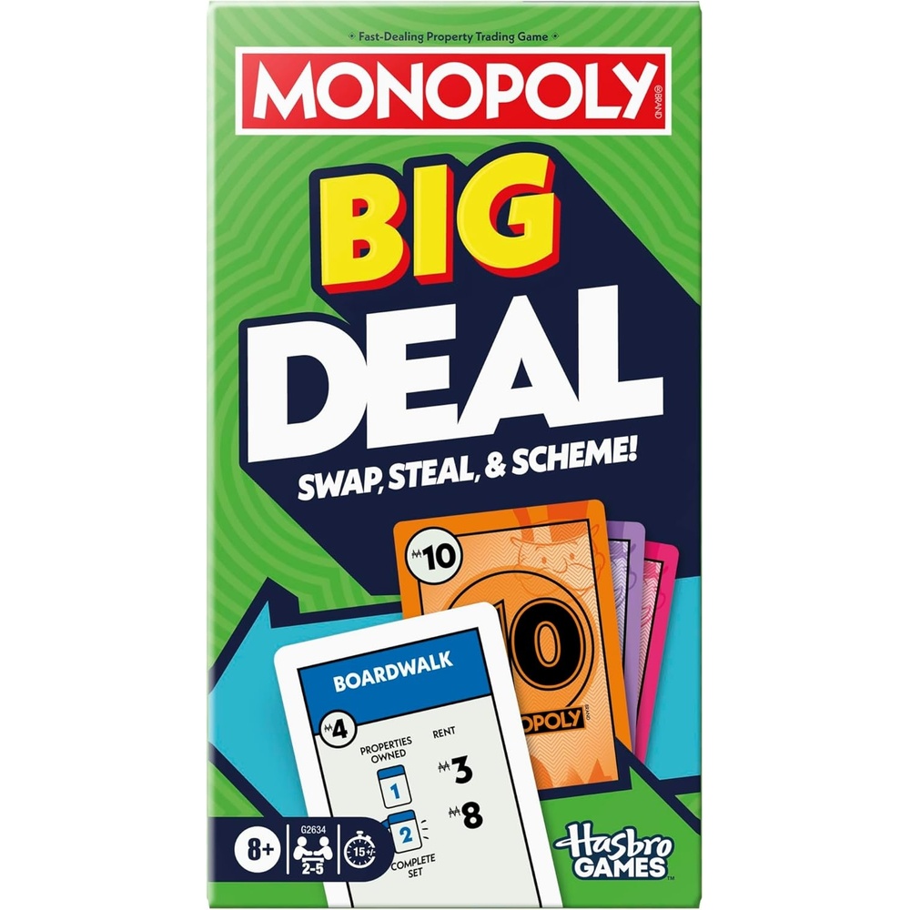 image:imageMonopoly Big Deal Card Game Oversized Giant Large Cards for Family Fun Ages 8 2 to 5 Players 15 Mins Travel Games for Kids and Adults