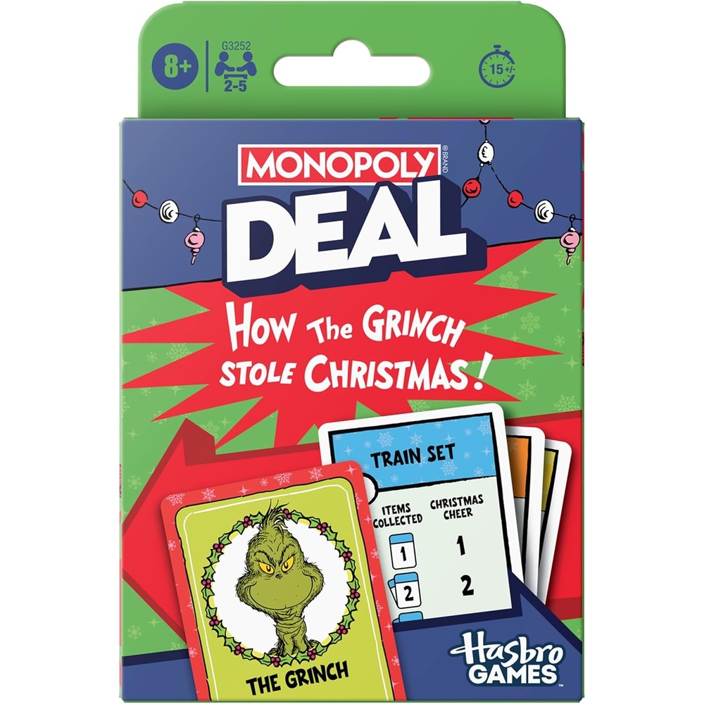 image:imageMonopoly Deal How the Grinch Stole Christmas Edition Card Game Officially Licensed Dr Seuss Family Games 25 Players 15 Mins Ages 8