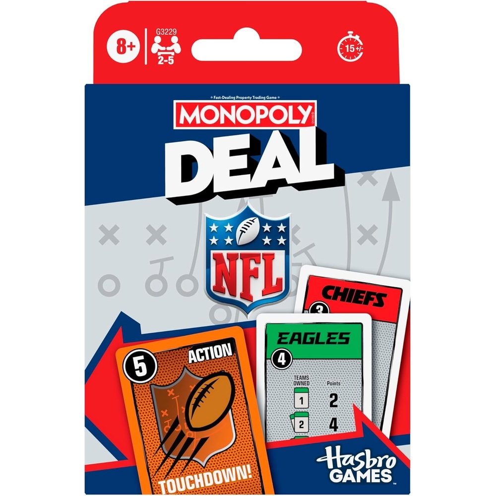 image:imageMonopoly Deal NFL Edition Game Officially Licensed NFL Card Game for Families and Kids Ages 8 25 Players 15 Mins Football Games