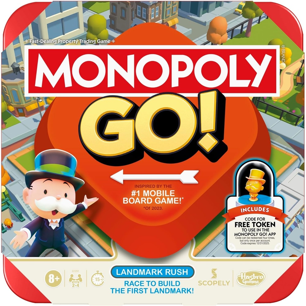 image:imageMonopoly GO Board Game  Inspired by The Popular Mobile Board Game  Ages 8  24 Players  15 Mins  Family Games  Travel Games for Kids and Adults