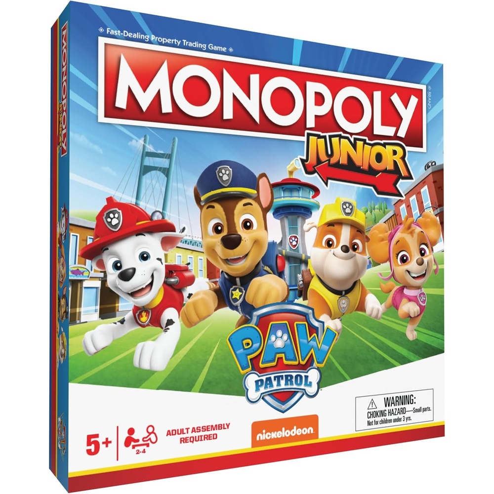 image:imageMonopoly JR PAW Patrol Board Game Featuring Chase Marshall Skye and Rubble Officially Licensed Nickelodeon PAW Patrol Game FamilyFriendly Childrens Monopoly Game Ages 5 amp Up