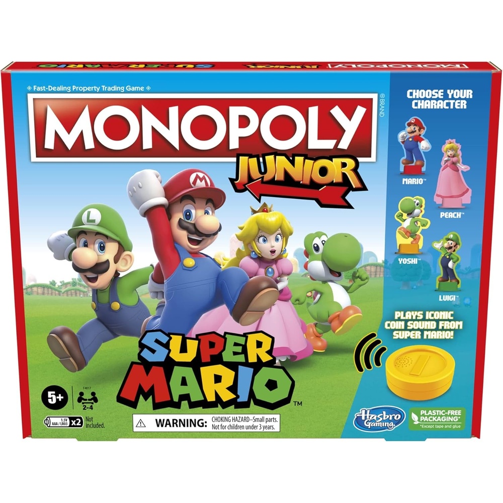 image:imageMonopoly Junior Super Mario Edition Board Game Fun Kids Ages 5 and Up Explore The Mushroom Kingdom as Mario Peach Yoshi or Luigi Amazon Exclusive