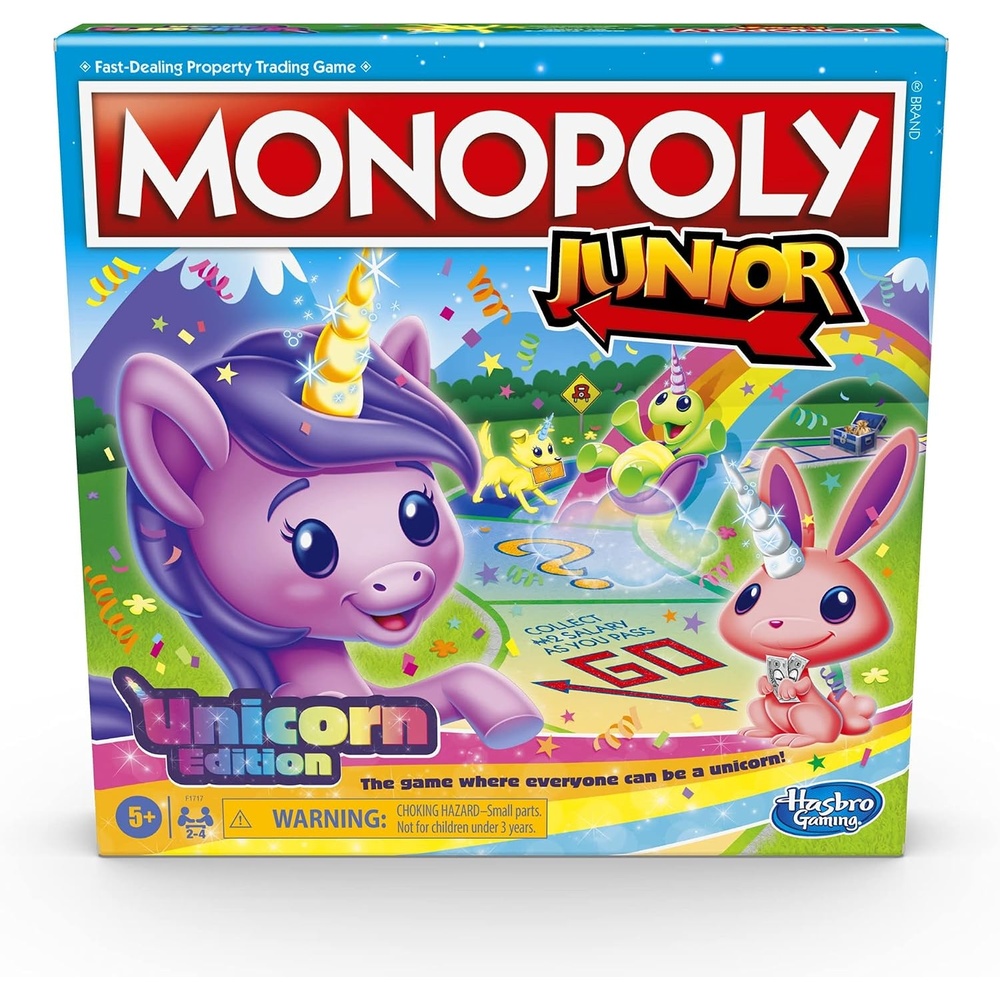 image:imageMonopoly Junior Unicorn Edition Board Game MagicalThemed Indoor Family Game 2 to 4 Players Preschool Games Kids Gifts Ages 5 and Up Amazon Exclusive