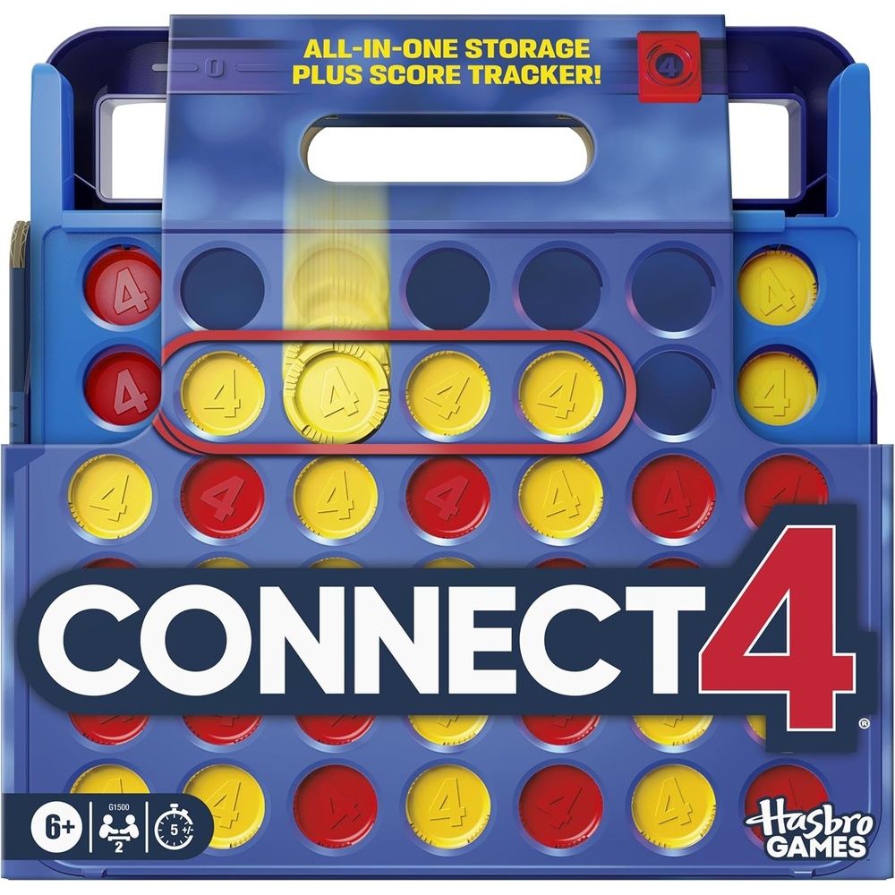 image:imageOfficial Hasbro Games Connect 4 Game 2025 Edition Allin1 Storage Carrying Case Score Tracker Ages 6 2 Players Family Games for Kids