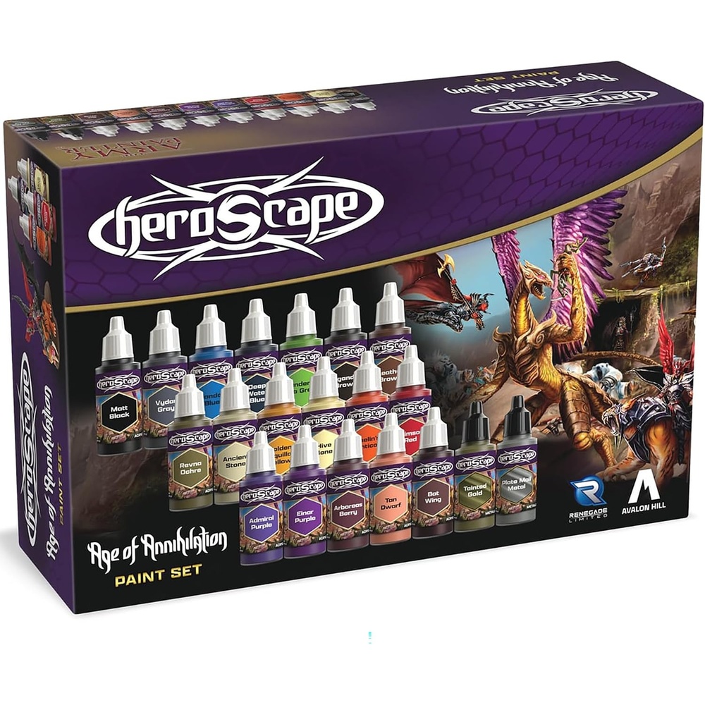 image:imageRenegade Game Studios Heroscape Age of Annihilation Paint Set 20 Colors 18ml Bottles with Brush