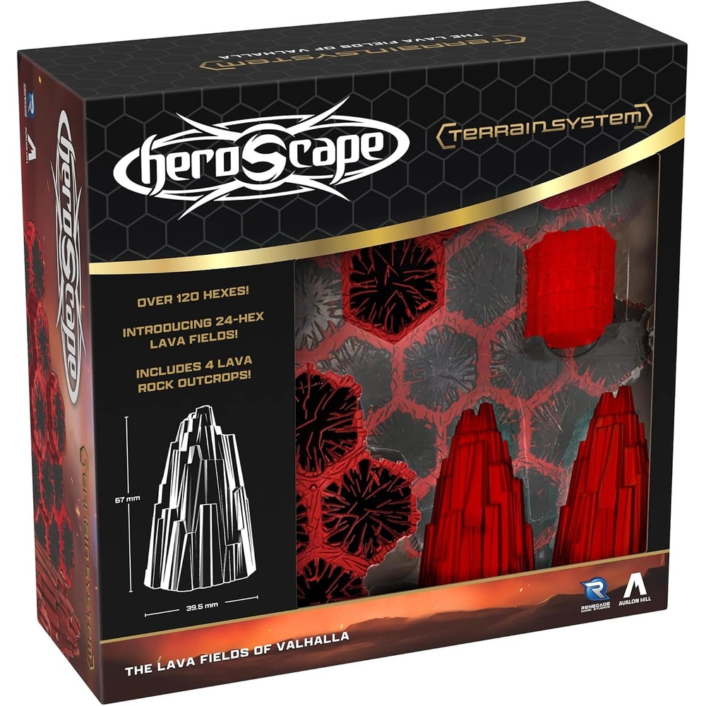 image:imageRenegade Game Studios Heroscape Lava Fields of Valhalla Terrain Expansion 120 Hex Tiles 4 Lava Rock Outcrop Pieces