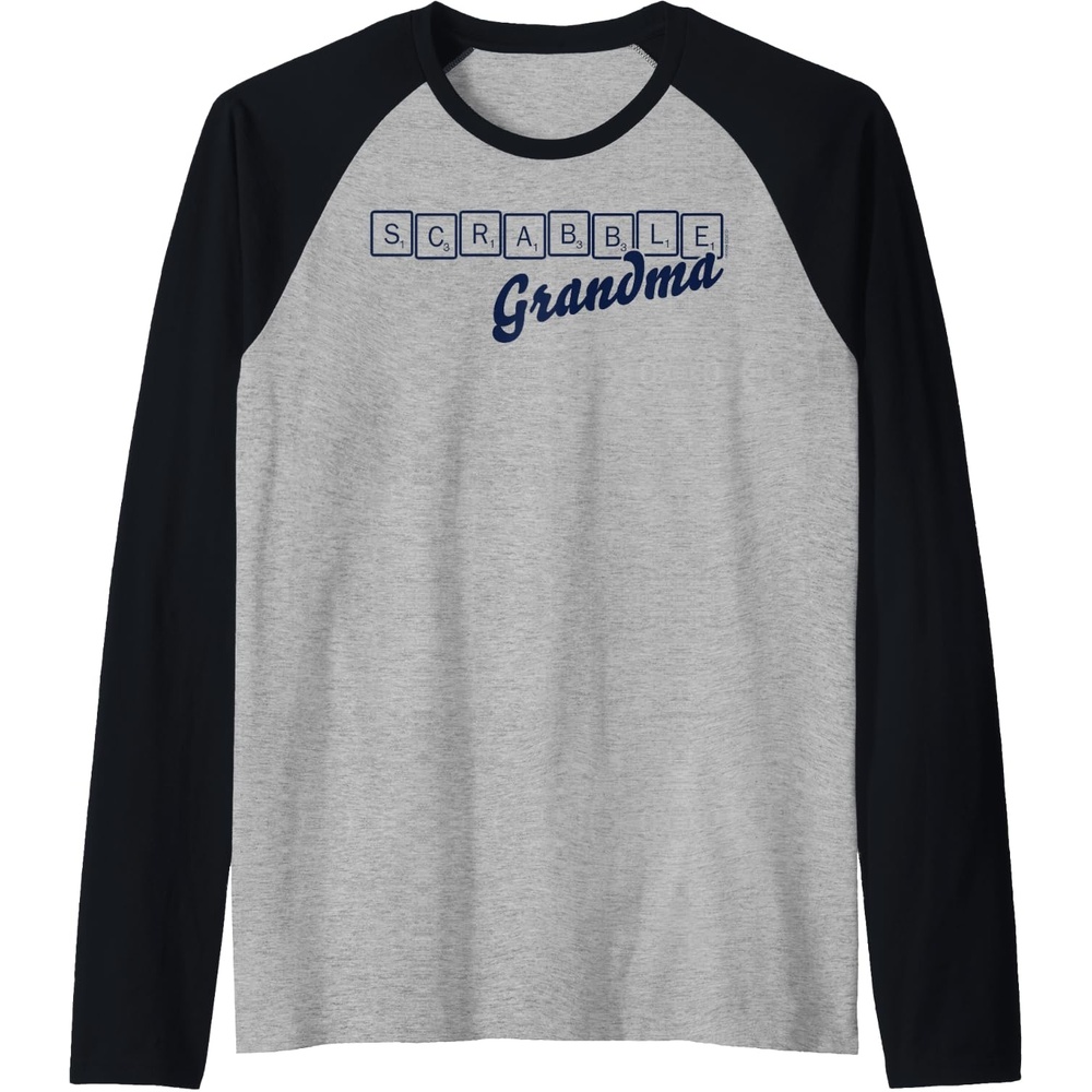 image:imageScrabble Grandma Tiles Raglan Baseball TeeBlackAthletic Heather