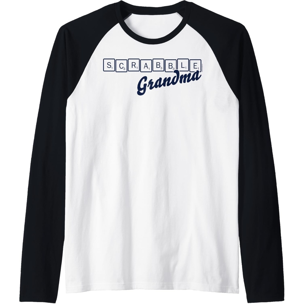 image:imageScrabble Grandma Tiles Raglan Baseball TeeBlackWhite