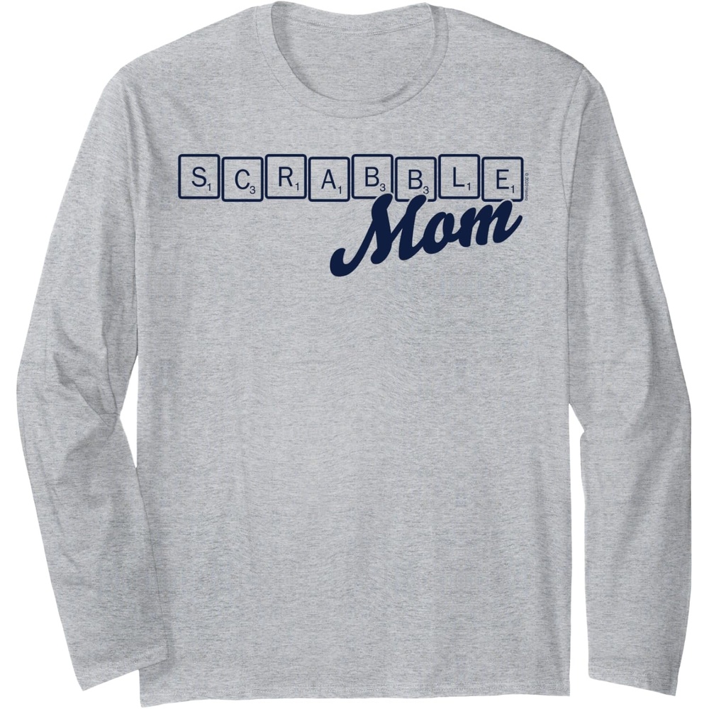 image:imageScrabble Mothers Day Mom Tiles Logo Long Sleeve TShirtHeather Grey