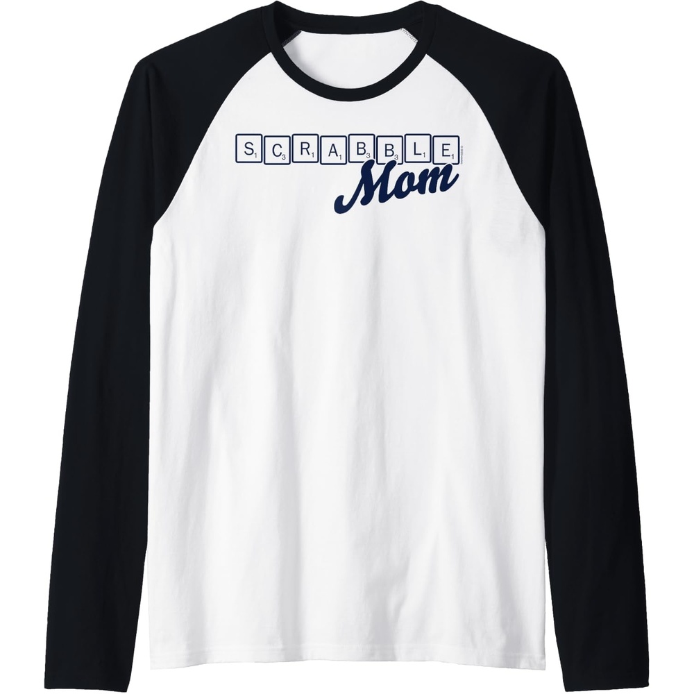 image:imageScrabble Mothers Day Mom Tiles Logo Raglan Baseball TeeBlackWhite