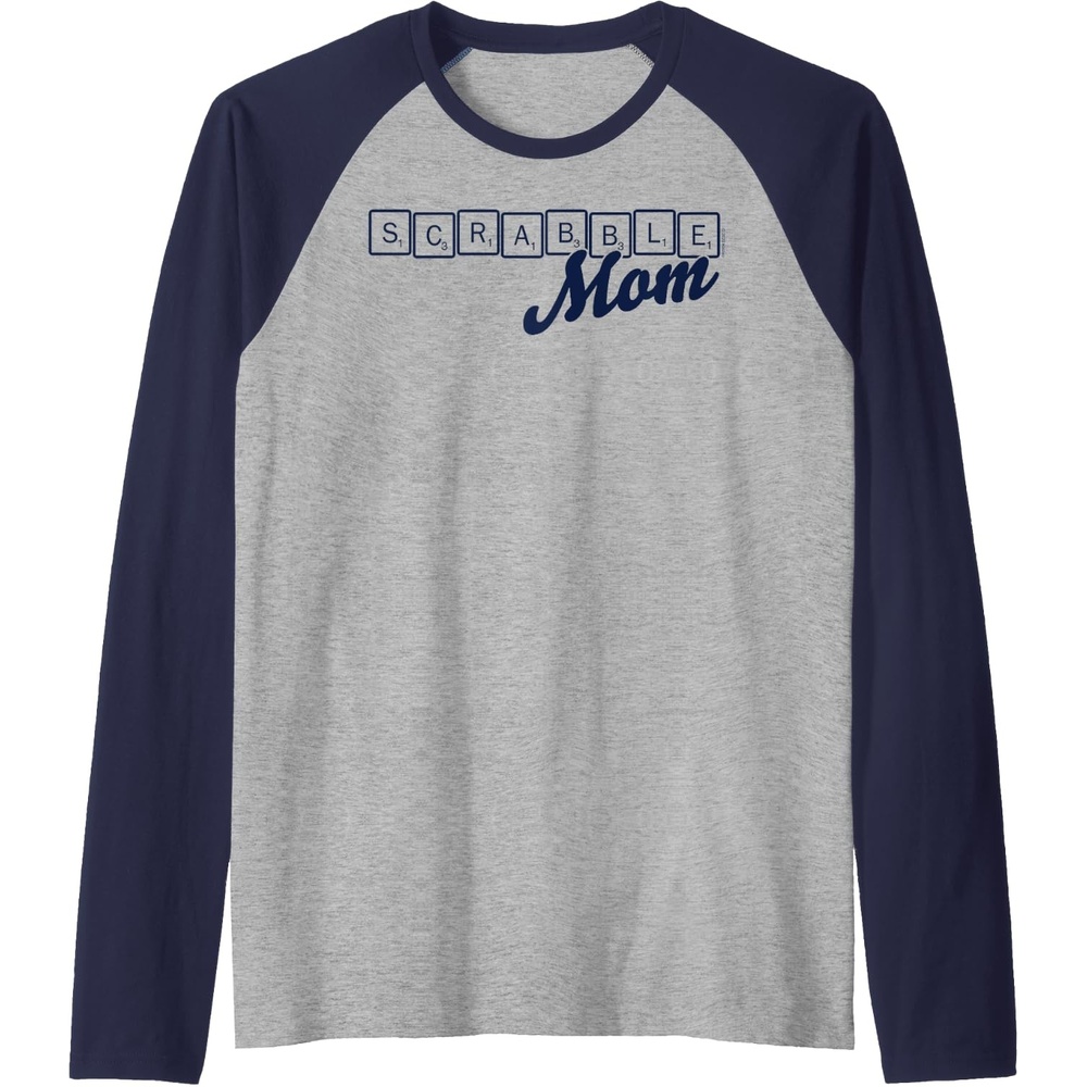 image:imageScrabble Mothers Day Mom Tiles Logo Raglan Baseball TeeNavy BlueAthletic Heather
