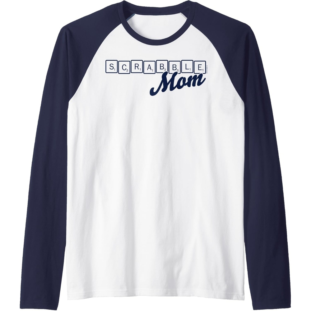 image:imageScrabble Mothers Day Mom Tiles Logo Raglan Baseball TeeNavy BlueWhite
