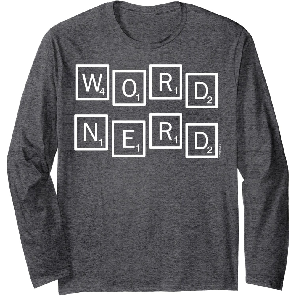 image:imageScrabble Word Nerd Tiles Long Sleeve TShirtDark Heather Grey