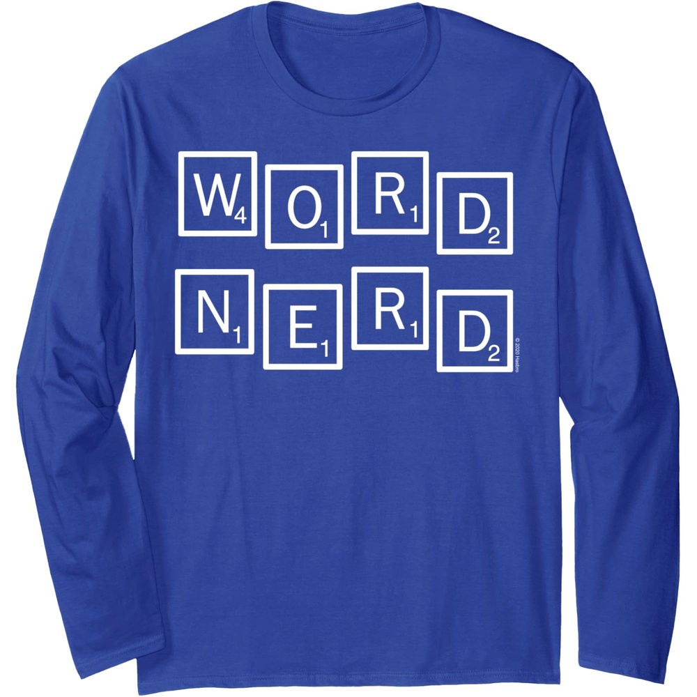 image:imageScrabble Word Nerd Tiles Long Sleeve TShirtRoyal Blue