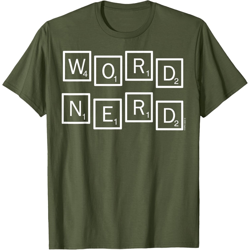 image:imageScrabble Word Nerd Tiles TShirtOlive Green
