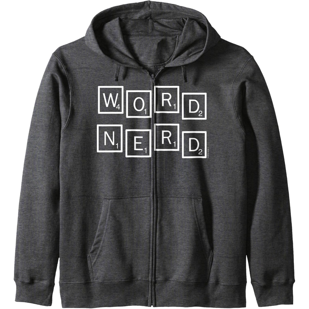 image:imageScrabble Word Nerd Tiles Zip HoodieDark Heather Grey