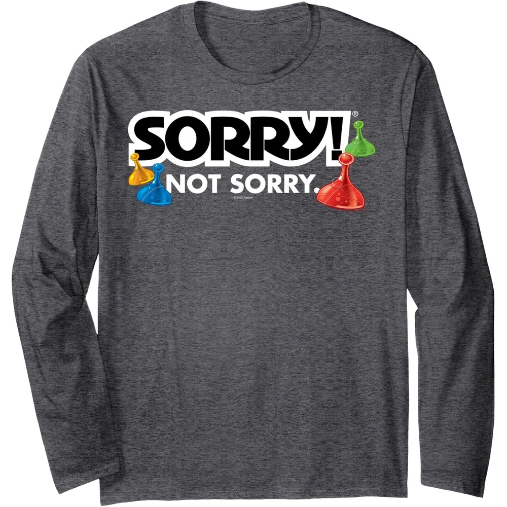 image:imageSorry Not Sorry Logo Long Sleeve TShirtDark Heather Grey