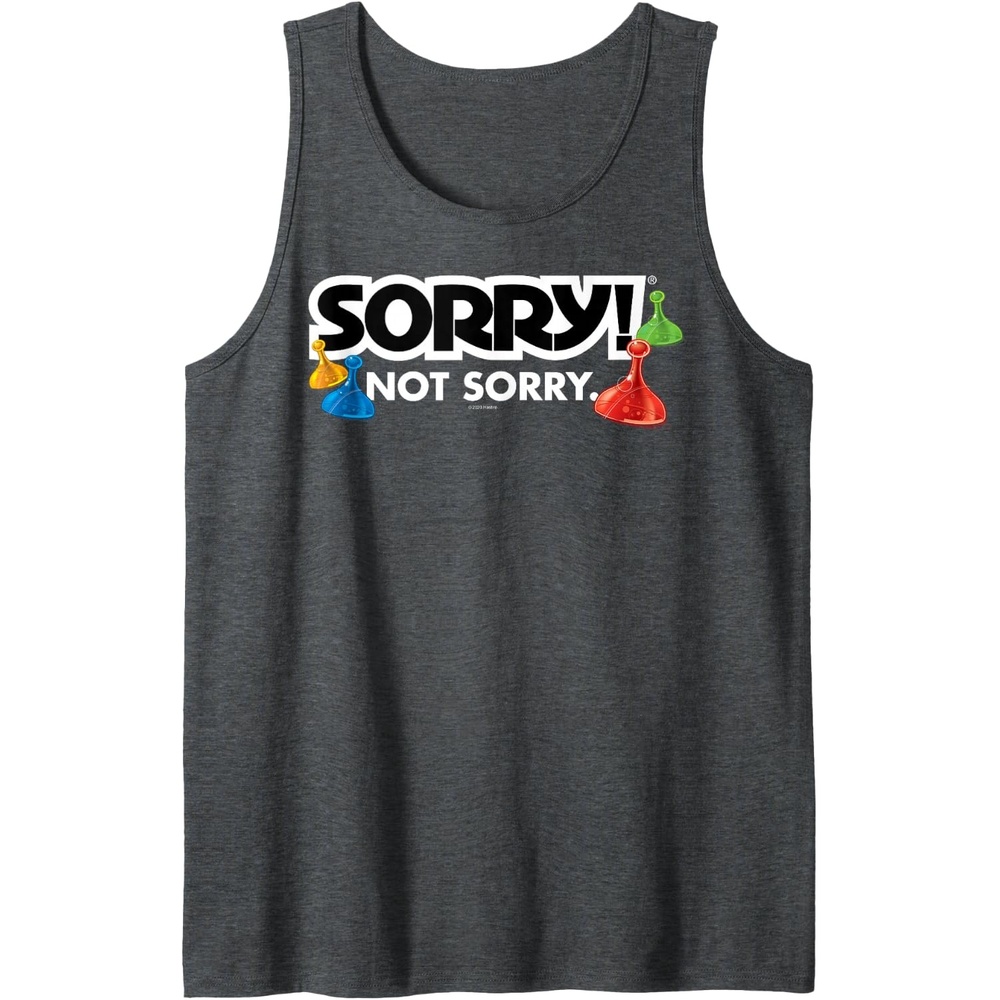 image:imageSorry Not Sorry Logo Tank TopDark Heather Grey