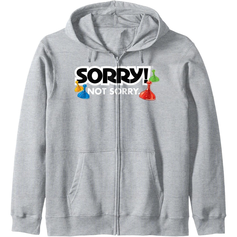 image:imageSorry Not Sorry Logo Zip HoodieHeather Grey