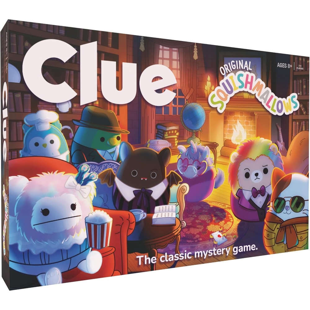 image:imageUSAOPOLY CLUE Squishmallows Board Game Official Squishmallows Merchandise Collectible Clue Game Featuring Cam Emily Leonard Lola and More