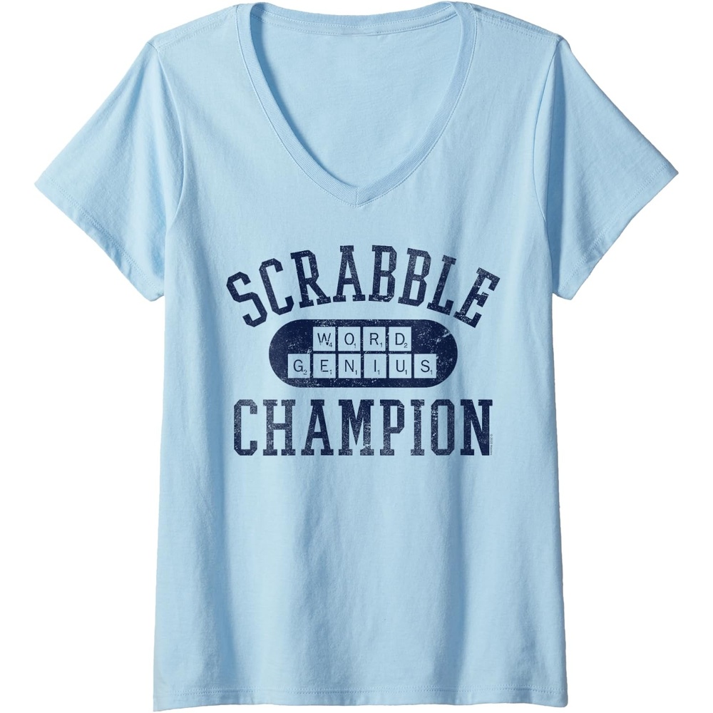 image:imageWomens Scrabble Word Genius Scrabble Champion VNeck TShirtBaby Blue