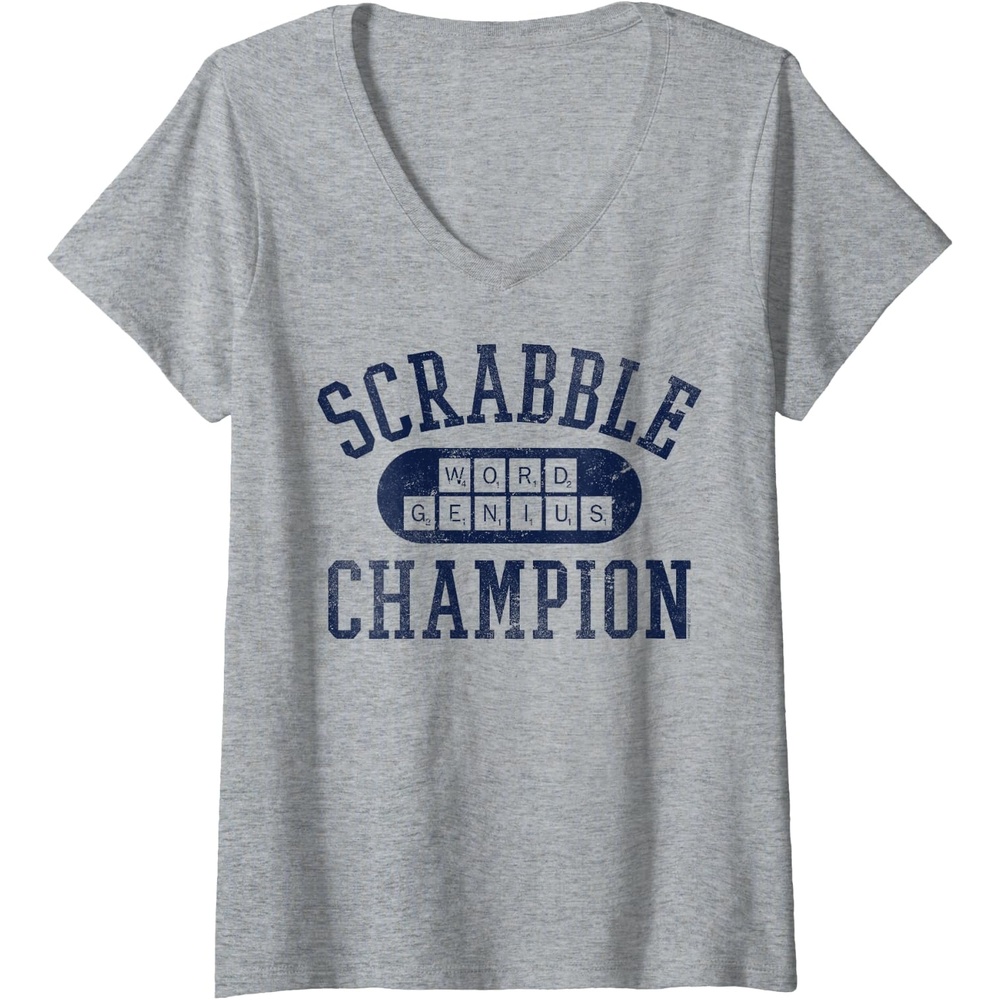 image:imageWomens Scrabble Word Genius Scrabble Champion VNeck TShirtHeather Grey