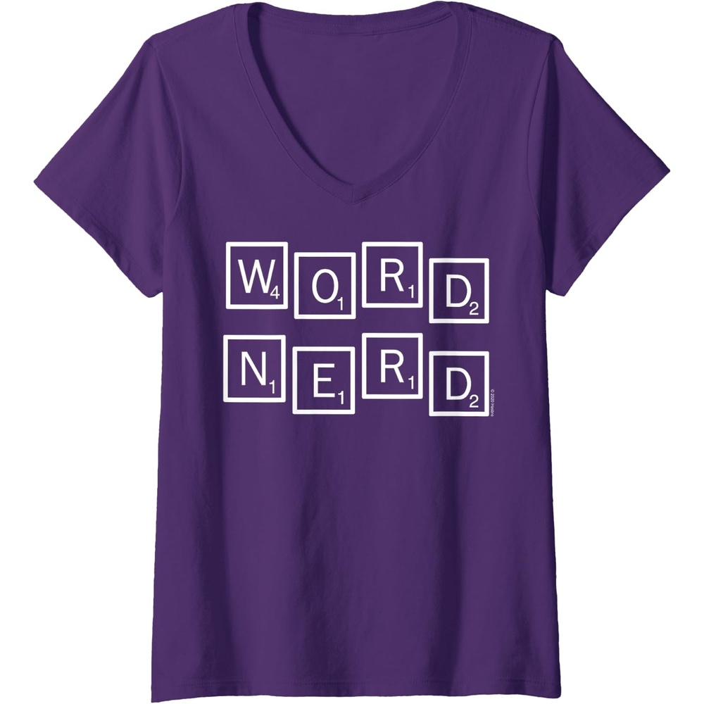 image:imageWomens Scrabble Word Nerd Tiles VNeck TShirtPurple