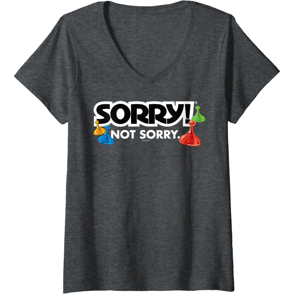 image:imageWomens Sorry Not Sorry Logo VNeck TShirtDark Heather Grey