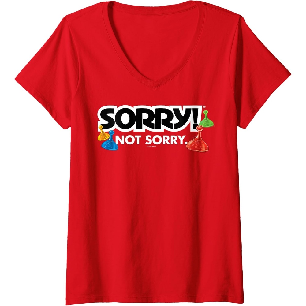image:imageWomens Sorry Not Sorry Logo VNeck TShirtRed